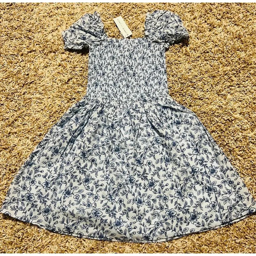 NWT❤️Janie and Jack The Grace Floral Smocked Puff Sleeve Dress sz12